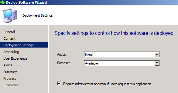 Available Deployment Setting