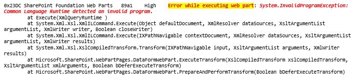 Unable to Display this Web Part – Round 2